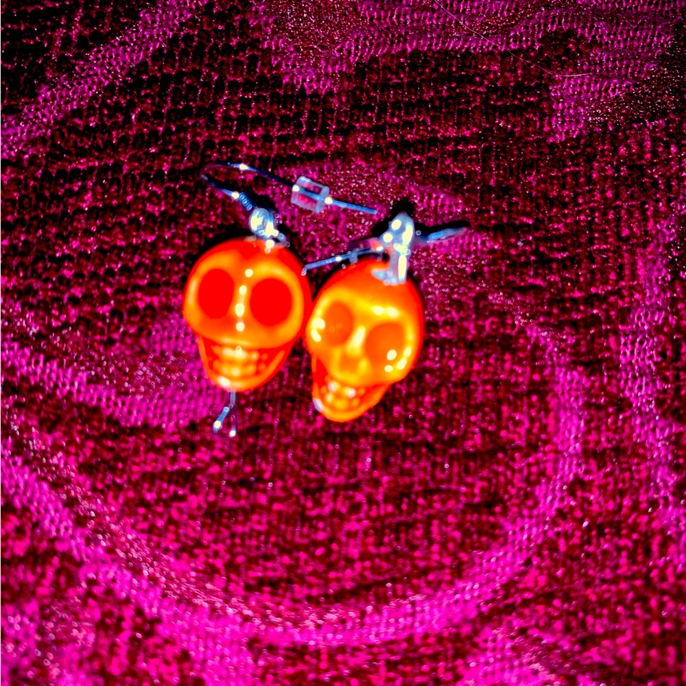 Orange Skull earrings